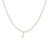 Pearl White / J CZ Initial Pearl Necklace - Adina Eden's Jewels