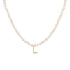 Pearl White / L CZ Initial Pearl Necklace - Adina Eden's Jewels