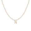 Pearl White / N CZ Initial Pearl Necklace - Adina Eden's Jewels