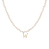 Pearl White / W CZ Initial Pearl Necklace - Adina Eden's Jewels