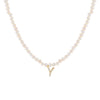 Pearl White / Y CZ Initial Pearl Necklace - Adina Eden's Jewels