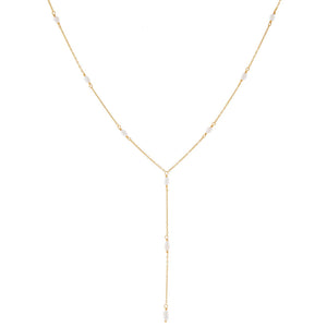 Pearl White Dainty Pearl Lariat - Adina Eden's Jewels