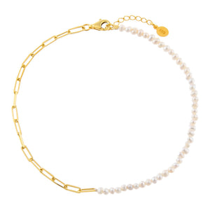 Pearl White Pearl X Link Anklet - Adina Eden's Jewels