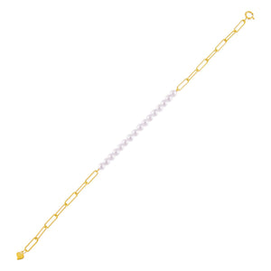 Pearl White Pearl Link Bracelet - Adina Eden's Jewels