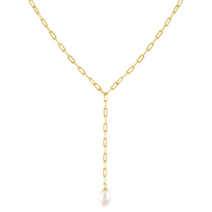 Pearl White Pearl Link Lariat - Adina Eden's Jewels