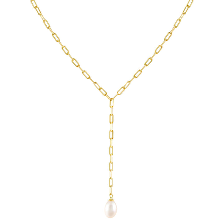 Pearl White Pearl Link Lariat - Adina Eden's Jewels