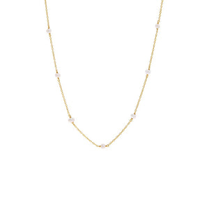 Gold / Pearl White Pearl Embedded Chain Necklace - Adina Eden's Jewels