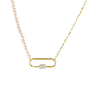 Pearl White Pearl Link Toggle Necklace - Adina Eden's Jewels