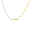 Pearl White Pearl X Link Mini Nameplate Necklace - Adina Eden's Jewels
