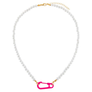  Neon Paperclip Pearl Necklace - Adina Eden's Jewels