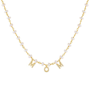 Pearl White CZ Mom Pearl Necklace - Adina Eden's Jewels