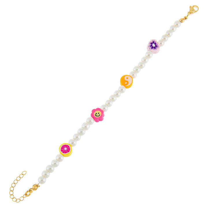 Multi-Color Multi Charm Pearl Bracelet - Adina Eden's Jewels