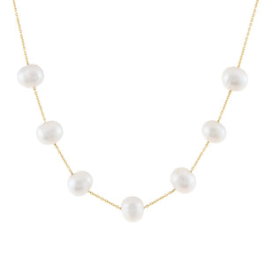Pearl White Floating Pearl Chain Necklace - Adina Eden's Jewels