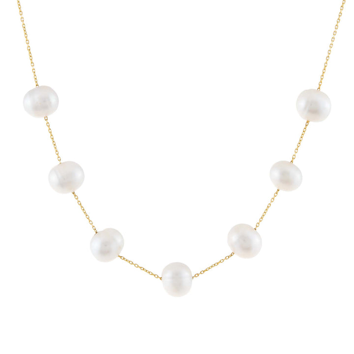 Pearl White Floating Pearl Chain Necklace - Adina Eden's Jewels