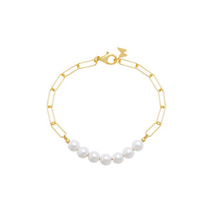 Pearl White Pearl X Chunky Paperclip Chain Bracelet - Adina Eden's Jewels