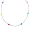 Multi-Color Multi Pastel Smiley Face Pearl Necklace - Adina Eden's Jewels