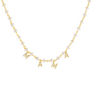 Pearl White CZ Mama Pearl Necklace - Adina Eden's Jewels