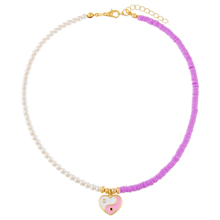  Yin & Yang Heart Beaded Necklace - Adina Eden's Jewels