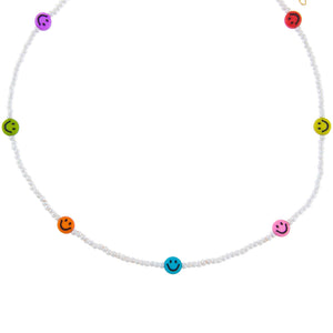 Multi-Color Multi Color Smiley Face Pearl Necklace - Adina Eden's Jewels