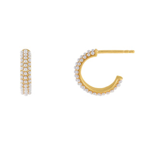 Pearl White Pearl Studded Hoop Earring - Adina Eden's Jewels