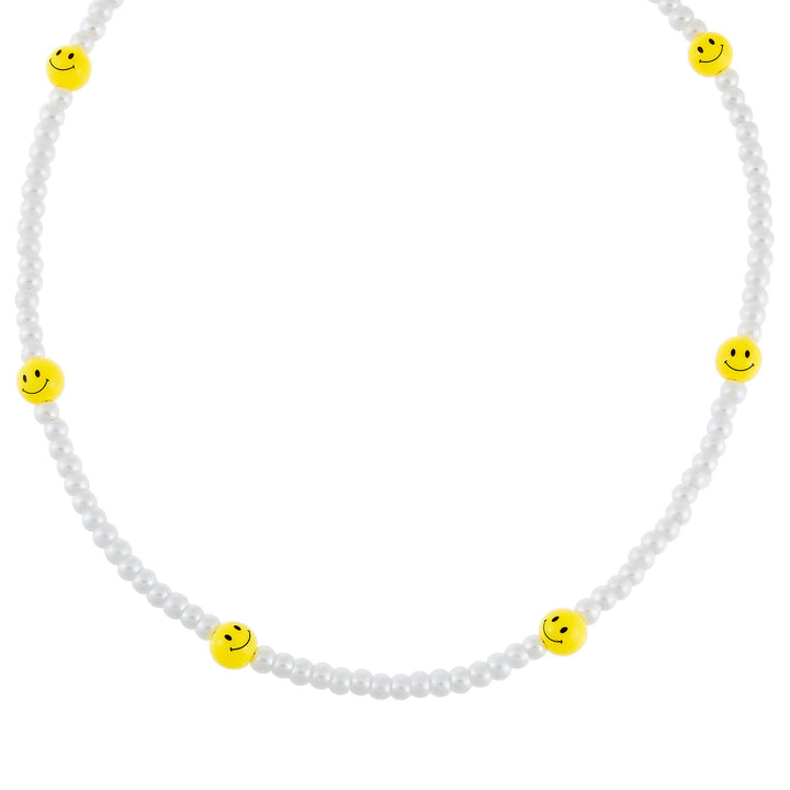 Pearl White Pearl Smiley Face Necklace - Adina Eden's Jewels