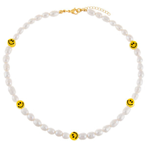 Pearl White Smiley Face Pearl Anklet - Adina Eden's Jewels