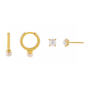 Pearl White Pearl Lover Earring Combo Set - Adina Eden's Jewels