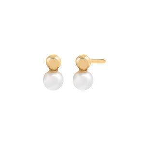 Pearl White Kids Pearl X Ball Stud Earring 14K - Adina Eden's Jewels