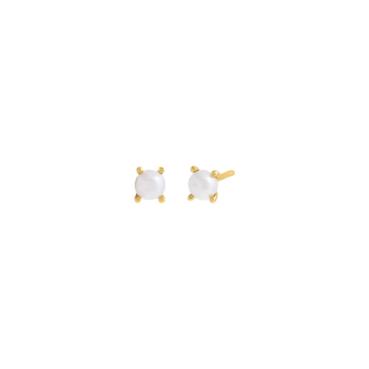 Pearl White / Pair Four Prong Pearl Stud Earring - Adina Eden's Jewels