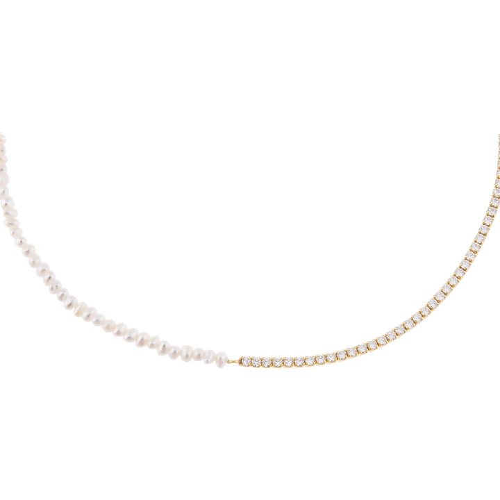 Pearl White Pearl X Tennis Necklace - Adina Eden's Jewels