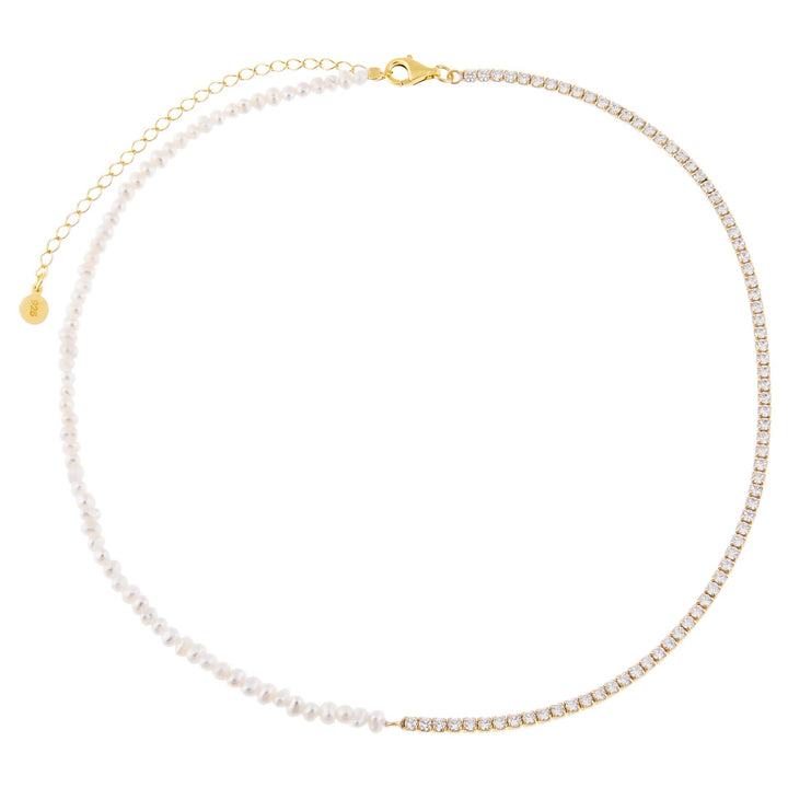  Pearl X Tennis Necklace - Adina Eden's Jewels