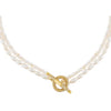 Pearl White Double Freshwater Pearl Pavé Toggle Necklace - Adina Eden's Jewels