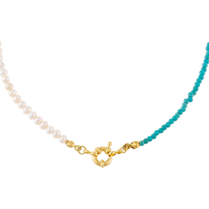 Turquoise Turquoise X Pearl Toggle Necklace - Adina Eden's Jewels