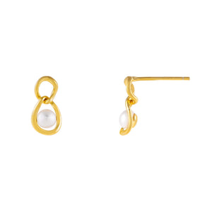 Pearl White Mini Pearl Wavey Stud Earring - Adina Eden's Jewels