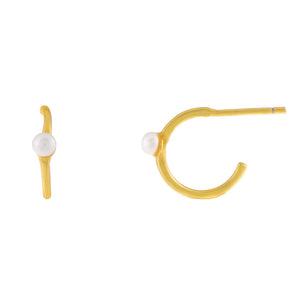 Pearl White Thin Pearl Hoop Earring - Adina Eden's Jewels