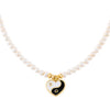 Onyx Yin & Yang Heart Pearl Necklace - Adina Eden's Jewels