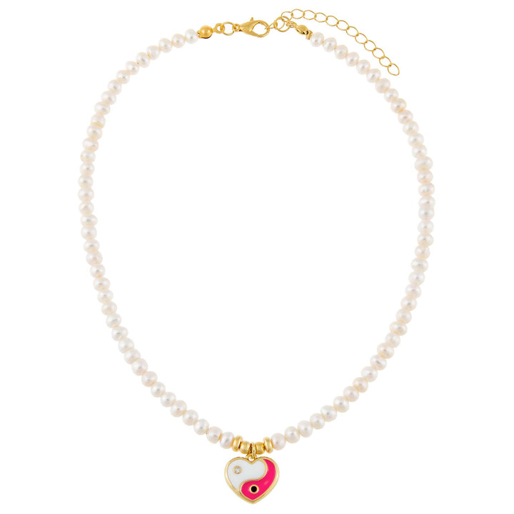  Yin & Yang Heart Pearl Necklace - Adina Eden's Jewels