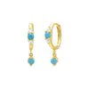 Turquoise Turquoise X CZ Dangle Huggie Earring - Adina Eden's Jewels