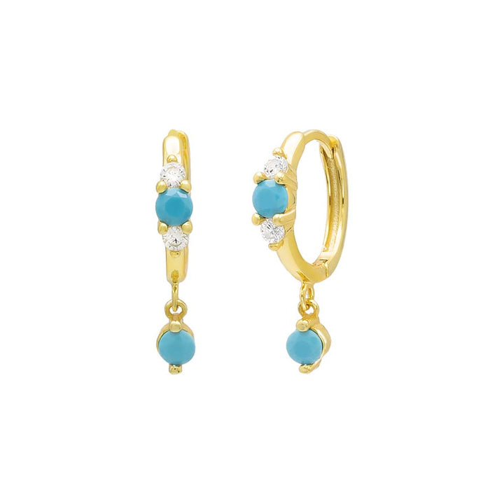 Turquoise Turquoise X CZ Dangle Huggie Earring - Adina Eden's Jewels