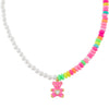 Multi-Color Teddy Bear Rainbow Bead x Pearl Necklace - Adina Eden's Jewels