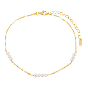 Pearl White Pearl Cluster Chain Anklet - Adina Eden's Jewels