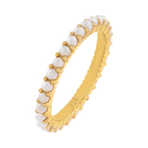 Pearl White / 6 Thin Multi Pearl Ring - Adina Eden's Jewels