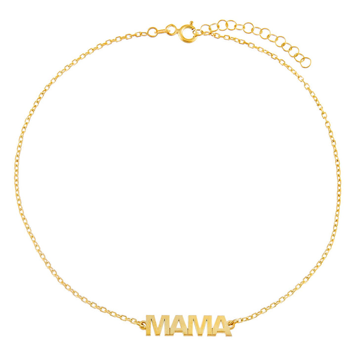 Gold Mama Nameplate Anklet - Adina Eden's Jewels