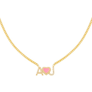 Sapphire Pink Enamel Heart Nameplate Choker - Adina Eden's Jewels