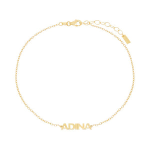 Gold Mini Nameplate Anklet - Adina Eden's Jewels