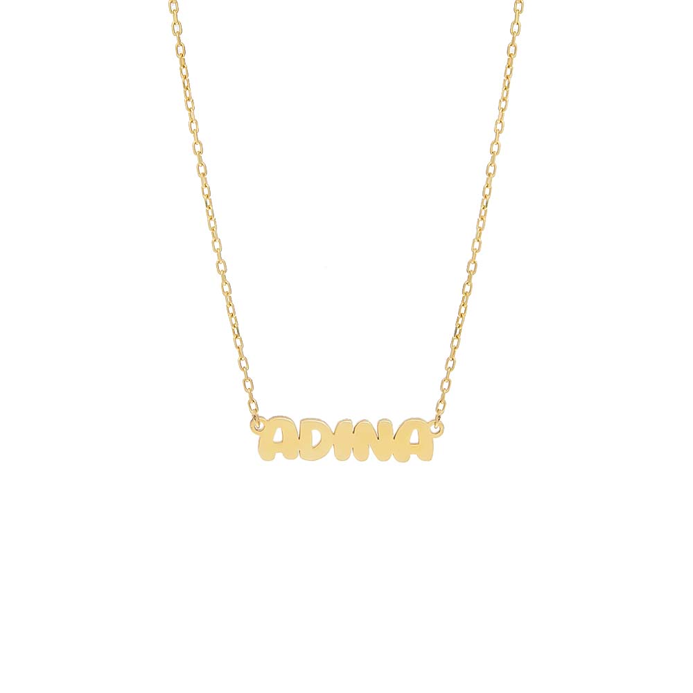 Gold Flat Bubble Name Necklace - Adina Eden's Jewels