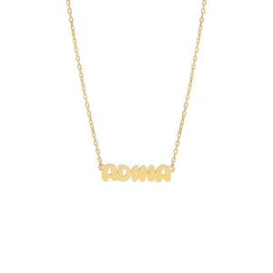Gold Flat Bubble Name Necklace - Adina Eden's Jewels