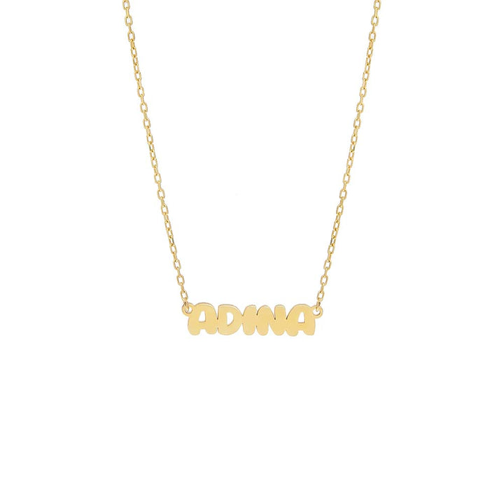 Gold Flat Bubble Name Necklace - Adina Eden's Jewels