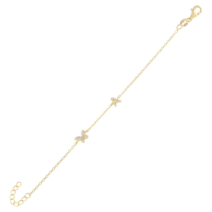 Gold / A Pavé Butterfly Initial Bracelet - Adina Eden's Jewels