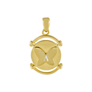 Gold Engraved Butterfly Coin Charm - Adina Eden's Jewels